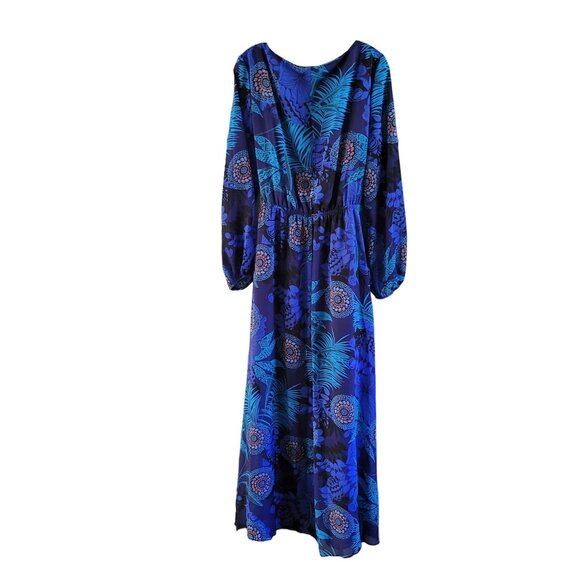 International Concepts INC Maxi Dress Blue Floral Peacock - Picture 3 of 4